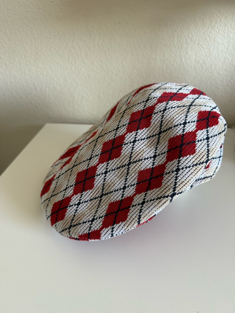 Kangol Red, White & Black Argyle Flat Cap